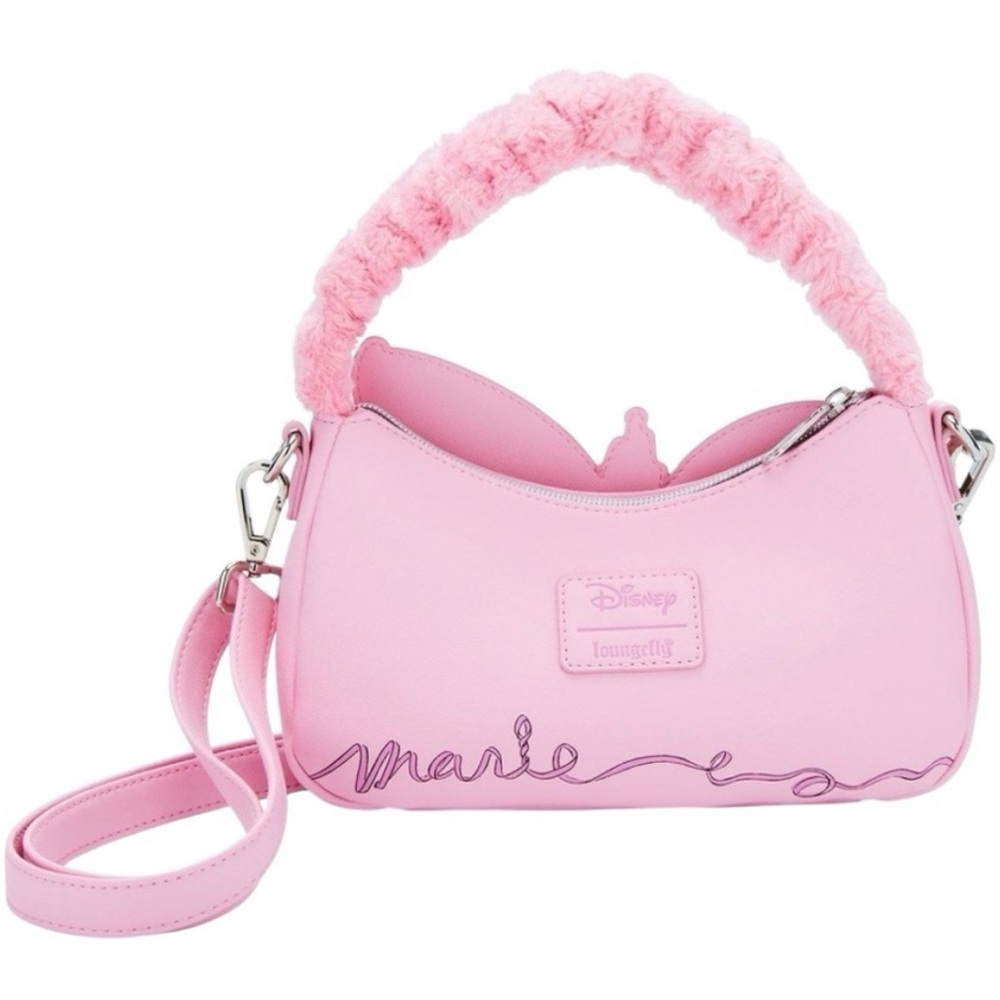 NEW Loungefly Disney The Aristocats Marie Fuzzy Handle Crossbody Bag Purse NWT - Picture 2 of 4